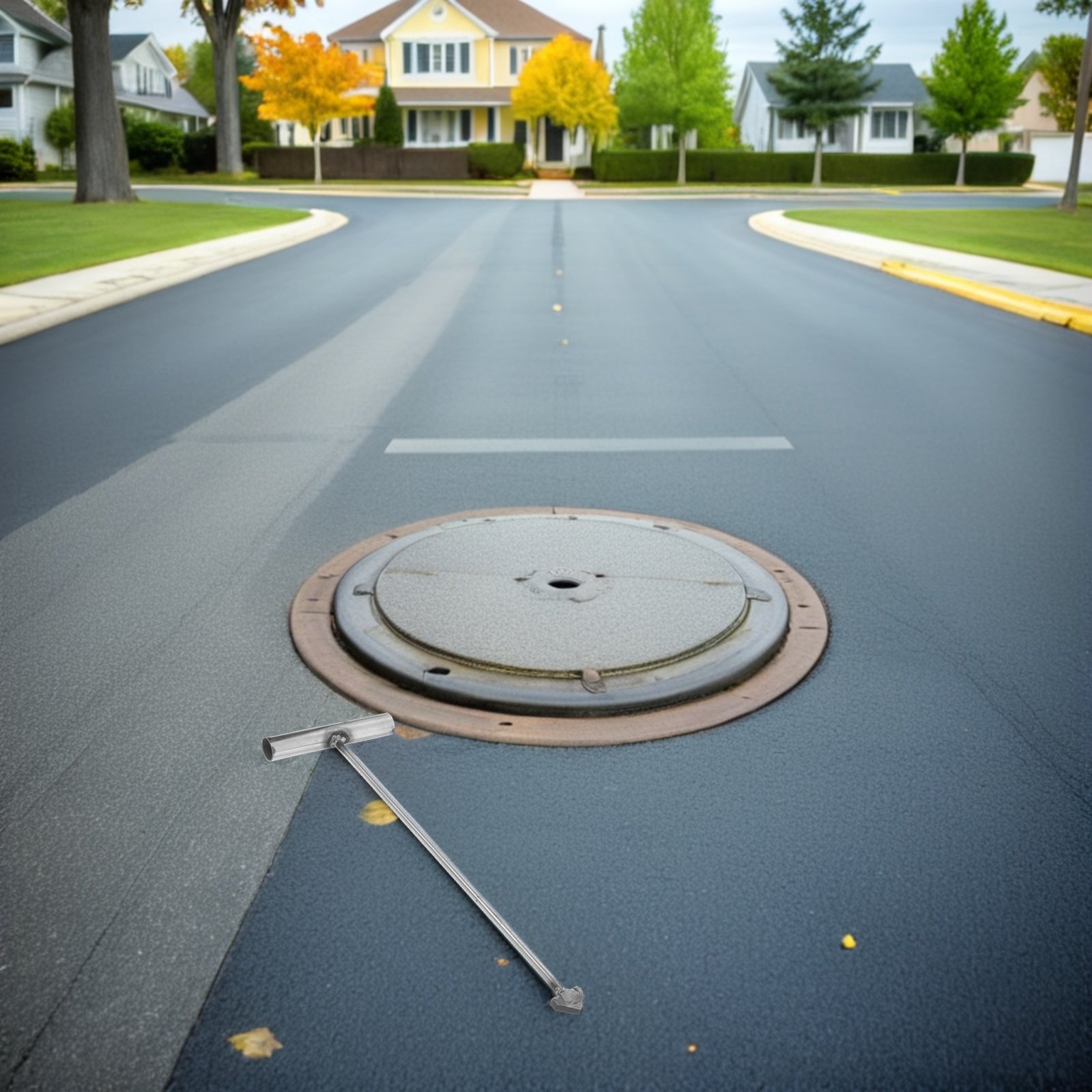 Manhole Cover Lifting - ステンレス製マンホールカバーフックT字型ヘビーデューティーリフティングツール（浄化槽カバー、排水溝格子、パレット、都市公共施設用）