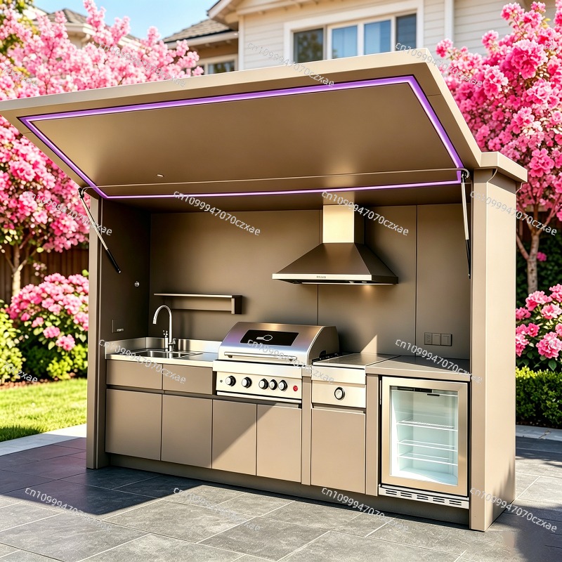 Heavy Equipment Kitchen - 全天候型屋外キッチンユニット、フル調理設備完備、日常使用向け頑丈なガーデン屋外キッチンキャビネット