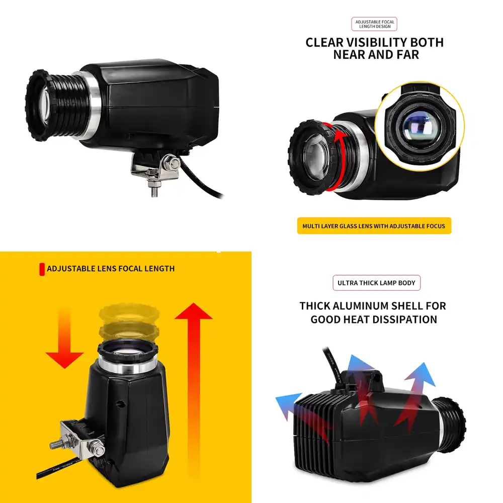 Heavy Equipment Forklift - 20W IP67防水安全警告プロジェクターランプ、ロゴ投影付き、フォークリフト、建設車両、重機用