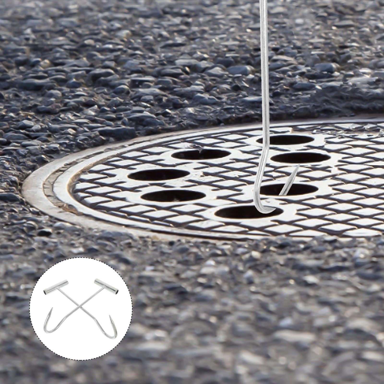 2個入りマンホールフックツール、頑丈な金属製T字型ハンドル、 - Manhole Cover Lifting のレビューと価格